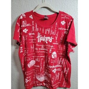 Women's 2XL University of Nebraska Cornhuskers T-shirt with an all-over graphic